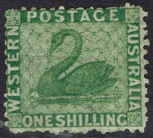 WESTERN AUSTRALIA 1864 SWAN 1/- WMK CROWN CC PERF 12.5