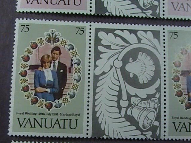 VANUATU # 308-310 -MINT/NH-COMPLETE SET OF CROSS GUTTER PAIRS---QEII----1981