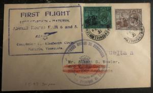 1931 Port Spain Trinidad First Flight Cover FFC To Maturin Venezuela FAM 6