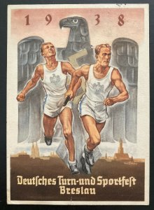 1938 Breslau Germany Advertising Postcard Cover German Sport Festival