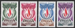 FRANCE UNESCO OFFICIALS 1969-71 HUMAN RIGHTS FLAME Set Sc 2O9-2O12 MNH