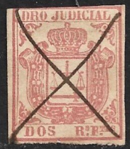 SPANISH COLONIES CUBA PHILIPPINES PUERTO RICO 1856-64 2r Judicial Revenue USED