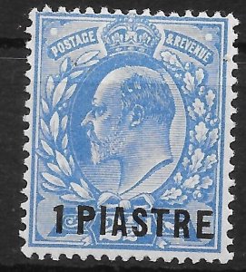 BRITISH LEVANT SG28 1911 1pi ON 2½d BRIGHT BLUE MTD MINT