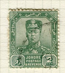 MALAYA JOHORE; 1922 early Sultan issue fine used 2c. value