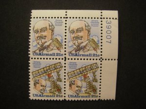 Scott C94a, 21c Octave Chanute, PB4 #39007 UR, MNH Airmail Beauty