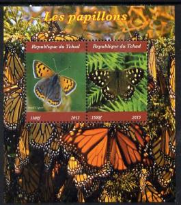 Chad 2015 Butterflies #1 perf sheetlet containing 2 value...