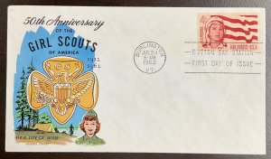 1199 Fluegel cachet Girl Scouts 50th Anniversary FDC 1962