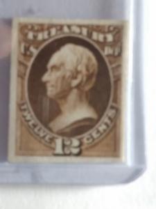 SCOTT # O78P CARD PROOF 12 CENT TREASURY NOTE GREAT COLOR AND GREAT CENTERING !!