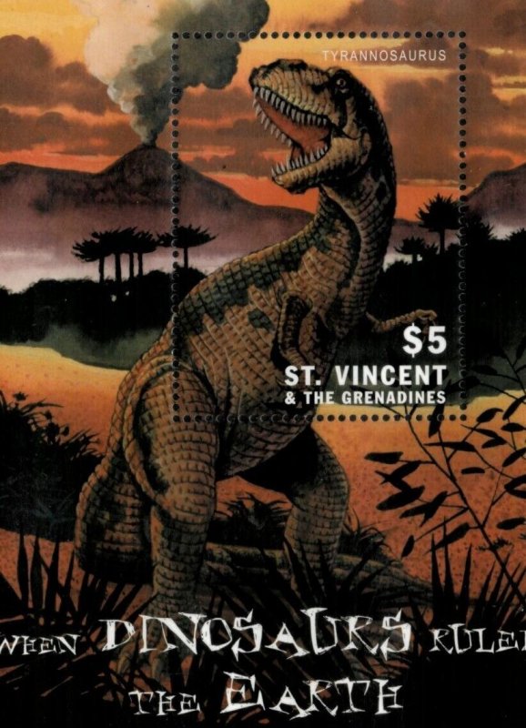 St. Vincent 2001 - Dinosaurs - Souvenir Stamp Sheet - Scott #2979 - MNH
