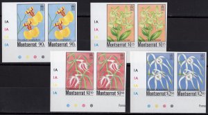 Montserrat 1985 Sc#554/557 ORCHIDS Set in Pairs IMPERFORATED MNH