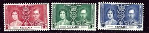 Ceylon 275-77 MNH 1937 KGVI Coronation    (ap6237)