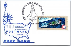 US SPECIAL EVENT CARD JOHNSON SPACE CENTER SPACEPEX AT HOUSTON TEXAS 1977  - B