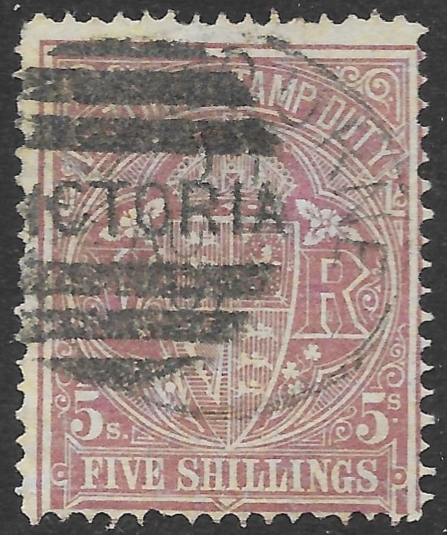 Victoria Scott AR13 Used 5/- claret Postal Fiscal issue of 1879