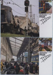 UKRAINE Maxicards Sevastopol Heroic proffessions Iron men Railway Train War 2023