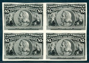 US SCOTT #245P3 XF PLATE PROOF ON INDIA BLOCK OF 4 LH AK 4/1/24