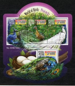 SIERRA LEONE   2015 WORLD OF BIRDS PEACOCKS SHEET MINT NH