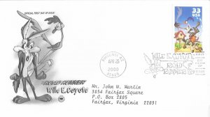 2000 FDC, #3391a, 33c Wile E. Coyote, PCS