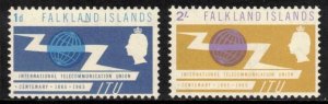 FALKLAND ISLANDS 1965 ITU Centenary; Scott 154-55, SG 219-20; MNH