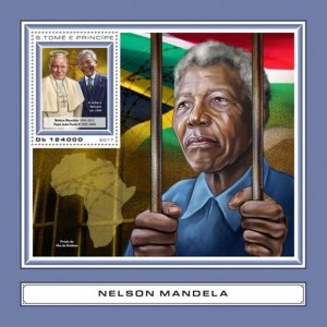 St Thomas - 2017 Nelson Mandela - Stamp Souvenir Sheet - ST17415b