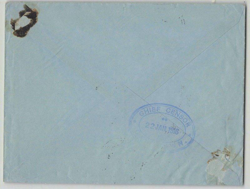 South West Africa 1916 WWI Swakopmund to Cape Town Chief Censor Handstamp Cover