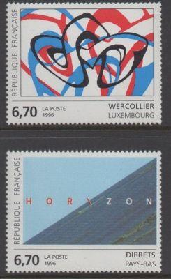 France 1996 Art Wercollier Dibbets VF MNH (2504-5)