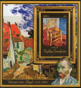 Central African Republic 2011 Painting by Vincent Van Gogh Sc 1803 M/s MNH # ...