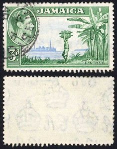 Jamaica SG126b 3d Greenish blue and Ultramarine R 10/3 T guide at right upright