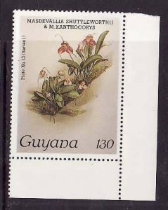 Guyana-Sc#1037a- id9-unused NH 130c-Flowers-Orchids-wmk Lotus Bud Multiple-1985-