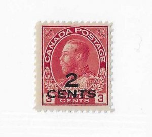 Canada Sc #140   2cents on 3c overprint LH FVF