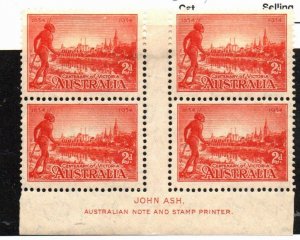 Australia 142 Mint hinged Block of four Gutter