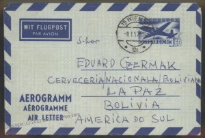 Austria 1957 Michel LF4 Airmail Aerogram Cover La Paz Bolivia G108001