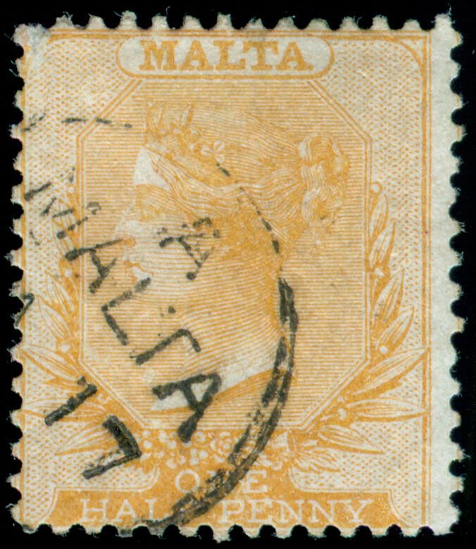 MOMEN: MALTA SG #1 1860 BLUE PAPER NO WMK USED LOT #60232