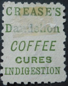New Zealand 1893 One Penny with Creases Coffee in green advert SG 218k used
