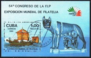 Cuba. 1985. bl91. sailing ship. USED.