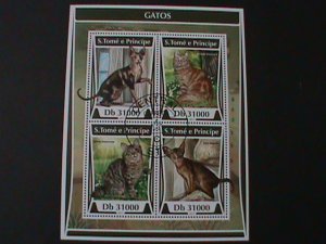 ​ST. THOMAS- 2017-WORLD FAMOUS LOVELY CATS-CTO- SHEET VF LAST ONE FANCY CANCEL