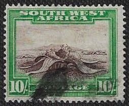 South West Africa #119a Used H; 10sh Welwitschia Plant - English Version (1931)