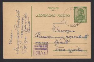 SERBIA GERMAN OCCUPATION WW2 1944 1.50d Postal Card CENSORED GAJ Mi P5
