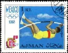 Pole Vault, 1968 Olympic Games, Mexico City, Ajman stamp