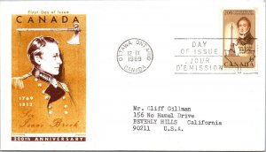 Canada 1969 FDC - Sir Isaac Brock 200th Anniversary - Ottawa, Ont - J3969