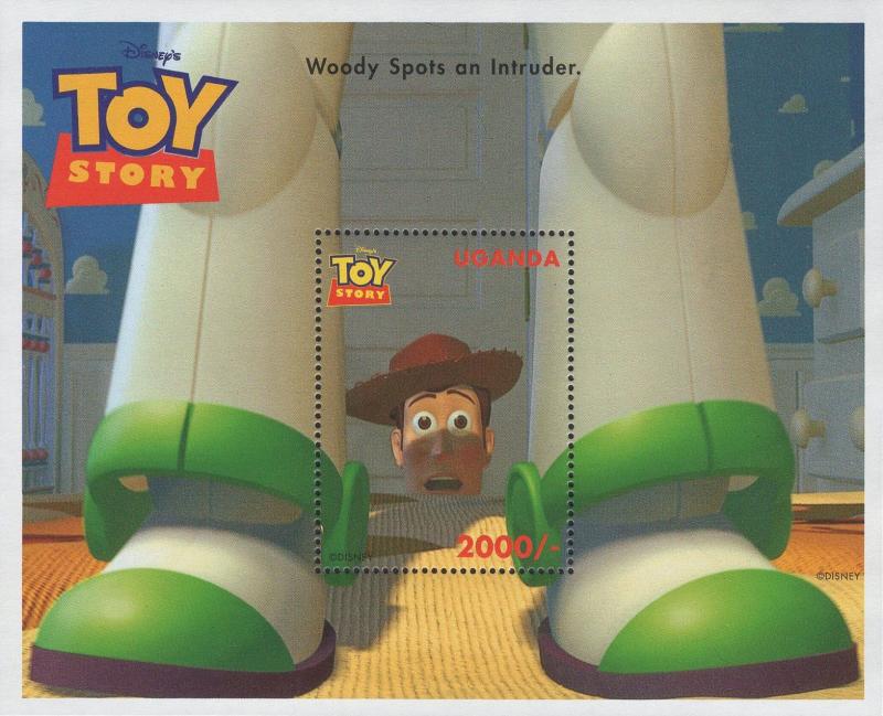 Uganda Disney Toy Story Woody Spots An Intruder Souvenir Sheet MNH