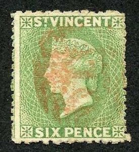 St Vincent SG23 6d Pale Green Wmk Star S/ways Perf 11 to 12.5 x 15 Cat 50 pounds