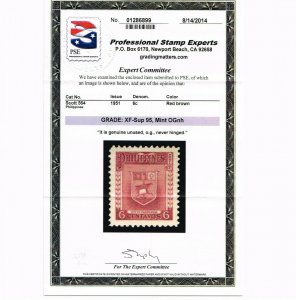 GENUINE PHILIPPINES SCOTT #564 MINT PRISTINE OG NH PSE CERT GRADED XF-SUPERB 95