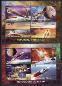 Chad 2009 Space 40th anniversary of Apollo 11/Ares/Orion  2 Sheetlets of 4 Perf.