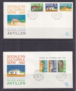NETHERLANDS ANTILLES, 1982 Social Relief set 3 & Souvenir Sheet First Day covers 