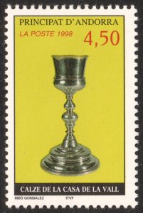 Andorra (French) #498  MNH - Chalice, House of the Vallees (1998)