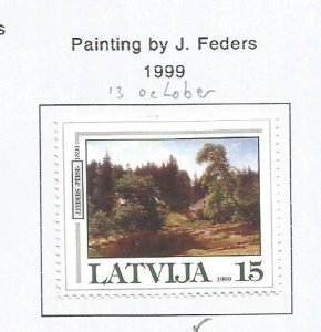 LATVIA - 1999 - Painting by J. Feders - Perf Single Stamp - Mint Lightly Hinged