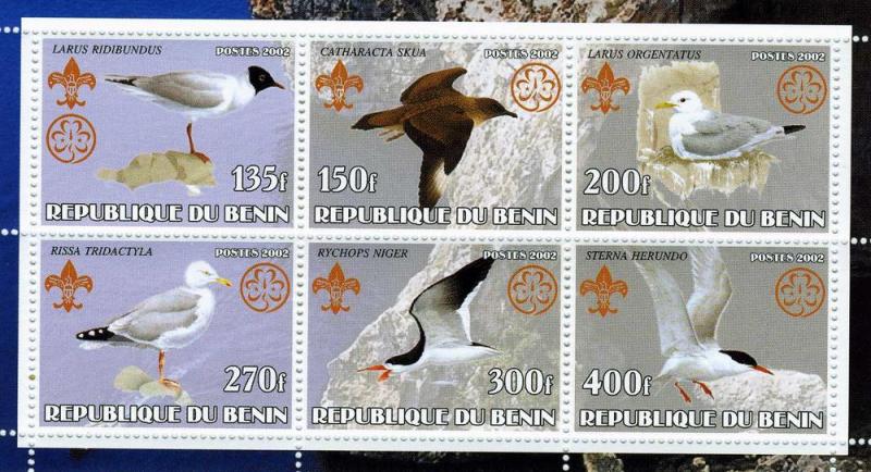 Benin 2002 Birds Sheet (6) Perforated mnh.vf