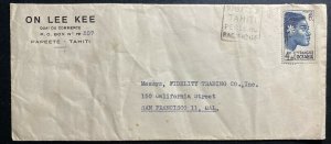 1955 Papeete Tahiti Airmail Commercial Cover to San Francisco CA USA On Lee Kee