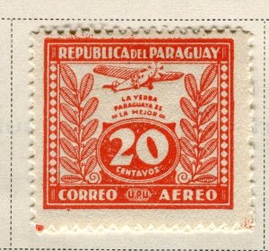 PARAGUAY; 1930-37 early Illustrated AIRMAIL issue fine Mint hinged 20c. value