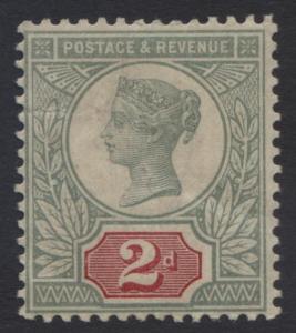 Great Britain -Scott 113 - QV Head -1887- MNH- Wmk 30 -Grn &- Car. Rose 2p Stamp